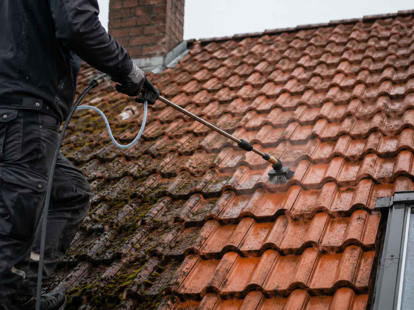Materialgerechte Reinigung von Dachziegeln