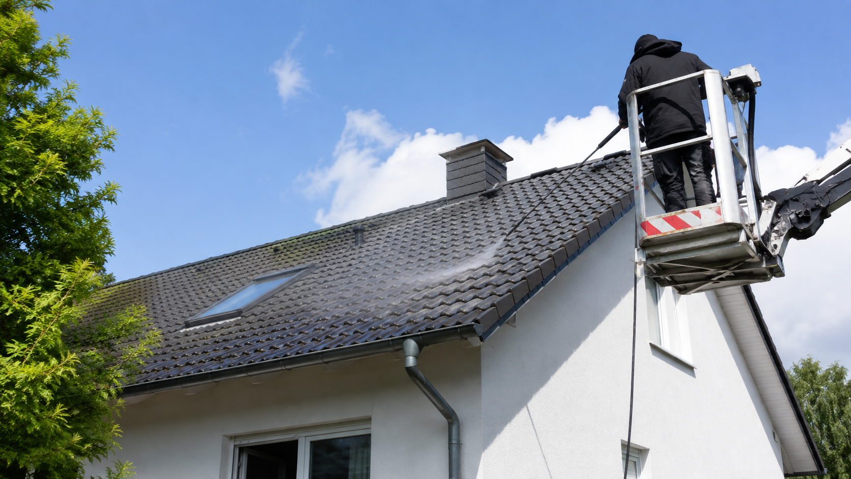 Schonender Auftrag einer Dachversiegelung je nach Dachtyp und Zugänglichkeit